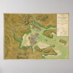 Revolutionary Krig Karta of Boston Harbour 1776 Poster