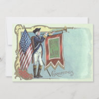 Revolutionary Krig Soldier American Flagga Horn