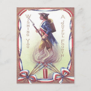 Revolutionary Krig Soldier Fireworks Firecracker Vykort