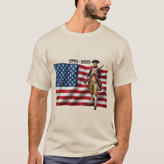 Revolutionary War Soldier & American Flag 250 URM T Shirt