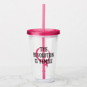 Revolutionen är kvinnlig take away mugg