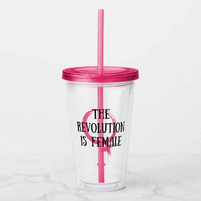 Revolutionen är kvinnlig take away mugg (Framsida)