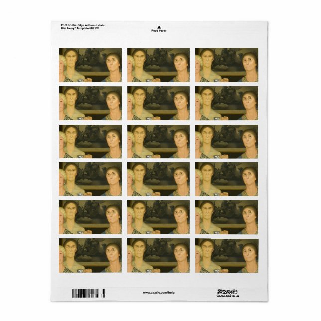 Revolutionens döttrar efter Grant Wood Adressetikett (Helt Ark)