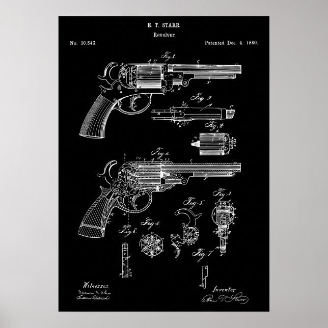 Revolver Gun Patent Poster (Framsidan)