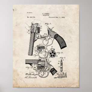 Revolver Patent - gammalt utseende Poster