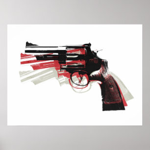 Revolver Pistol Gun on White Poster