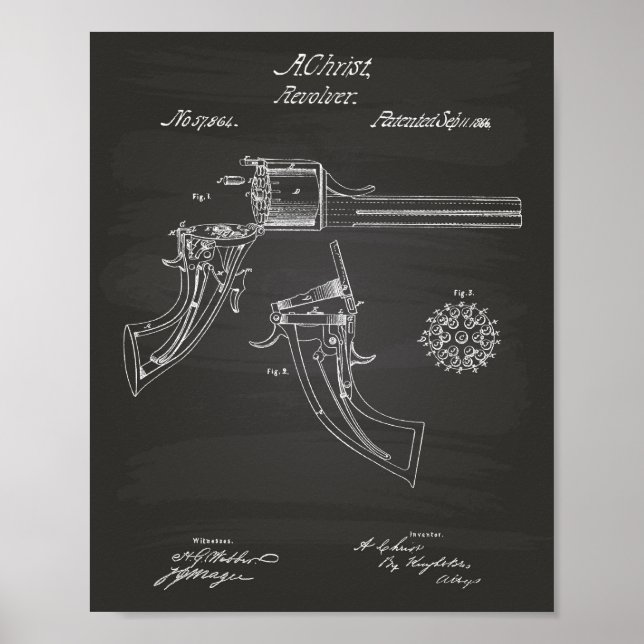 Revolving fire arm 1866 Patent Art - Chalkboard Poster (Framsidan)