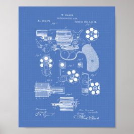 Revolving Fire Arm 1881 Patent Art - Blåbild Poster