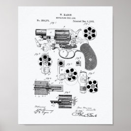 Revolving Fire Arm 1881 Patent Art - White Papper Poster