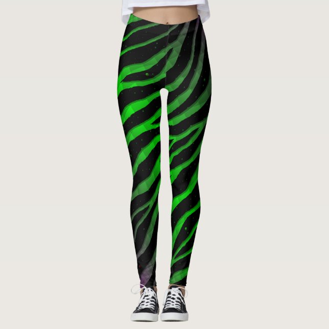 Revor i rymdtidsränder - Lila/Grön Leggings (Framsida)