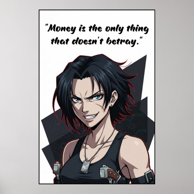 Revy – Black Lagoon Pengar Citat Motivationsaffisc Poster (Framsidan)