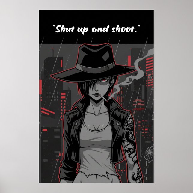 Revy – Shut Up and Shoot Quote Affisch | Anime Väg (Framsidan)