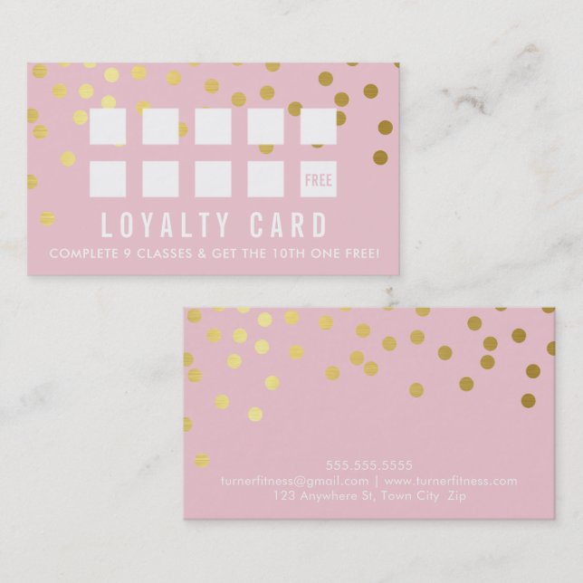 REWARD LOYALTY CARD glam confietti söt rosa guld Lojalitetskort (Fram/baksida)