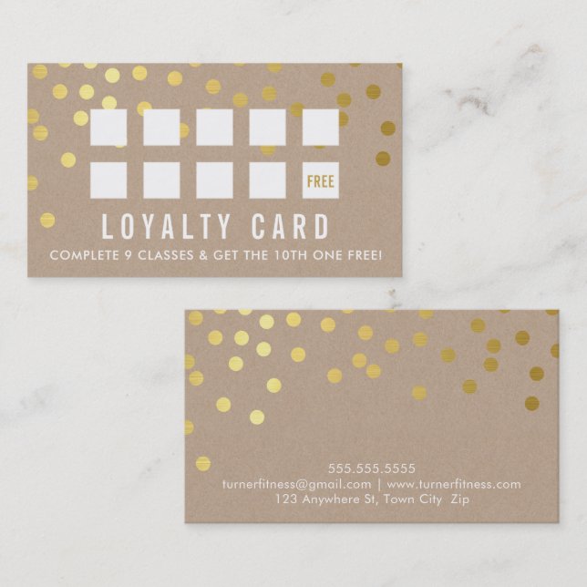 REWARD LOYALTY CARD glam konetti guld gullkraft Lojalitetskort (Fram/baksida)