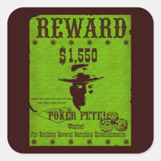 Reward Poker Pete Fyrkantigt Klistermärke
