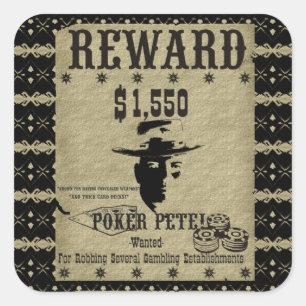 Reward Poker Pete Fyrkantigt Klistermärke