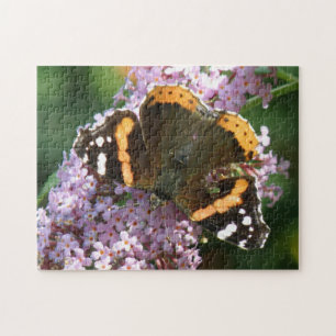 Rewd Admiral Butterfly and Flowers Puzzle Pussel