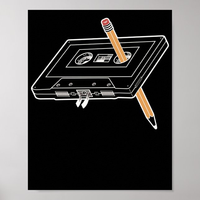 Rewind Cassette Pencil 90-tal Humor Poster (Framsidan)