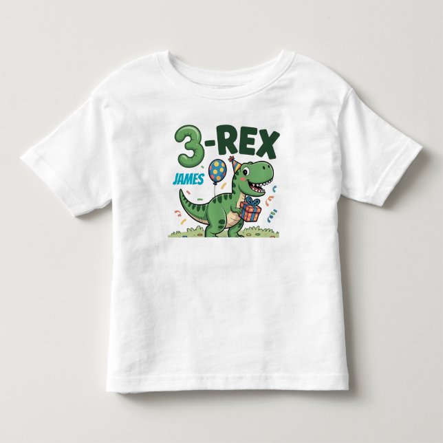 Rex Adsible Dinosaur 3:e födelsedagen Småbarn Tee (Framsida)