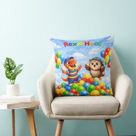 Rex and hoot ball pit adventure throw pillow kudde