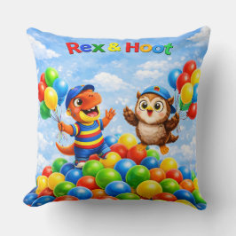 Rex and hoot ball pit adventure throw pillow kudde