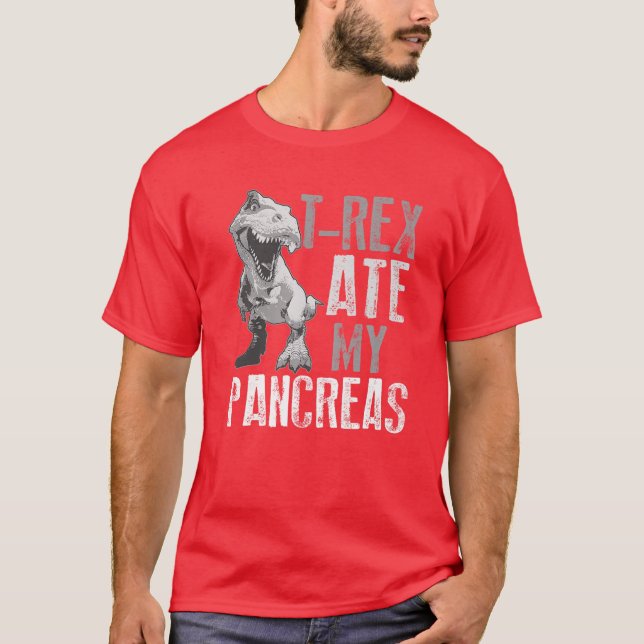 Rex Ate My Pancreas | Diabetes Dinosaur Älskare Gi T Shirt (Framsida)