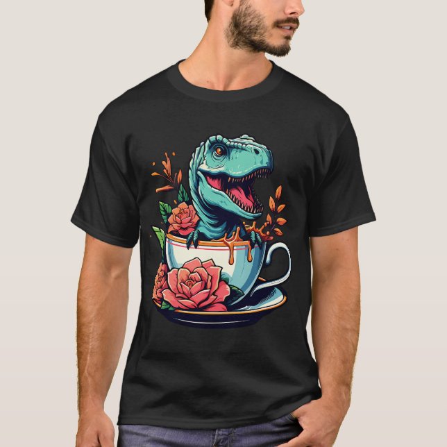Rex av färgat tea med blommor T-Shirt (Framsida)