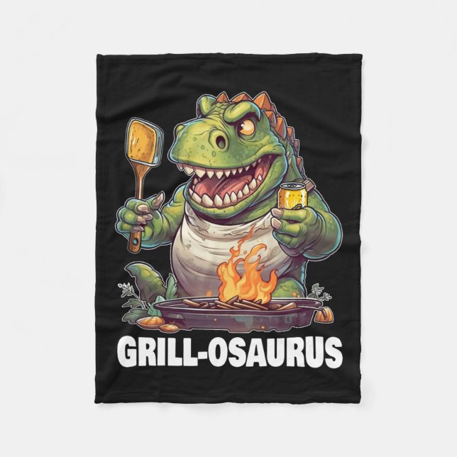 Rex Bbq Dinosaur Funny Far Grilling Fleecefilt (Framsidan)
