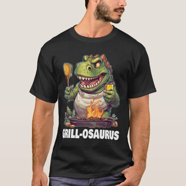 Rex Bbq Dinosaur Funny Far Grilling T Shirt (Framsida)