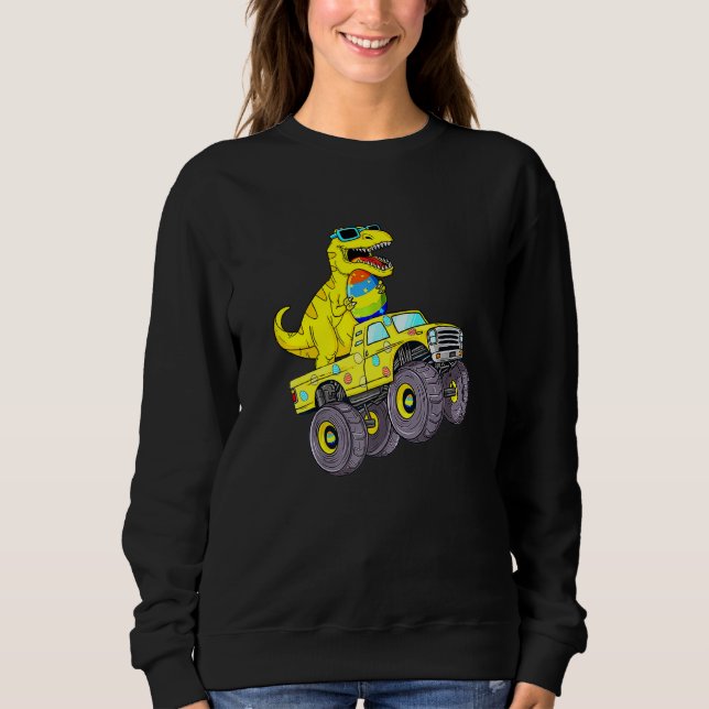 Rex Dino Riding A Monster Lastbil Boys Gi, påsk Da T Shirt (Framsida)