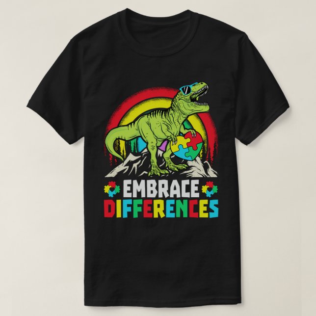 Rex Dinosaur Autism Awarenes T Shirt (Design framsida)