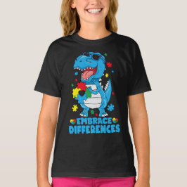 Rex Dinosaur Autism Awarenes T Shirt