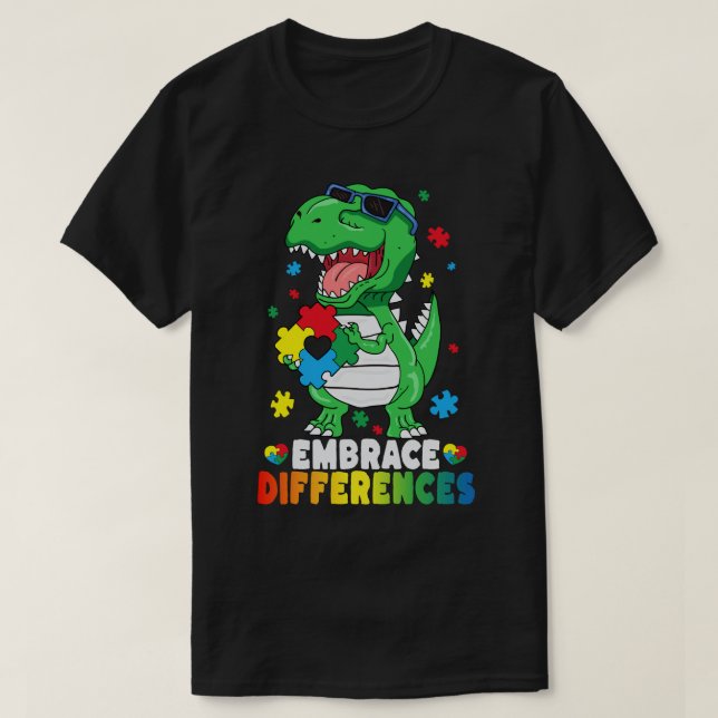 Rex Dinosaur Autism Awarenes T Shirt (Design framsida)