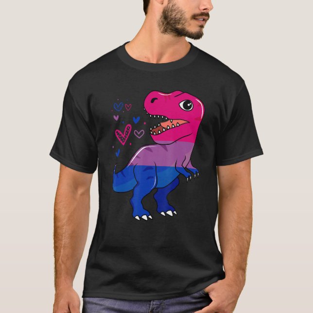 Rex Dinosaur Bisexual Flagga Bisexuality Pride Mån T Shirt (Framsida)
