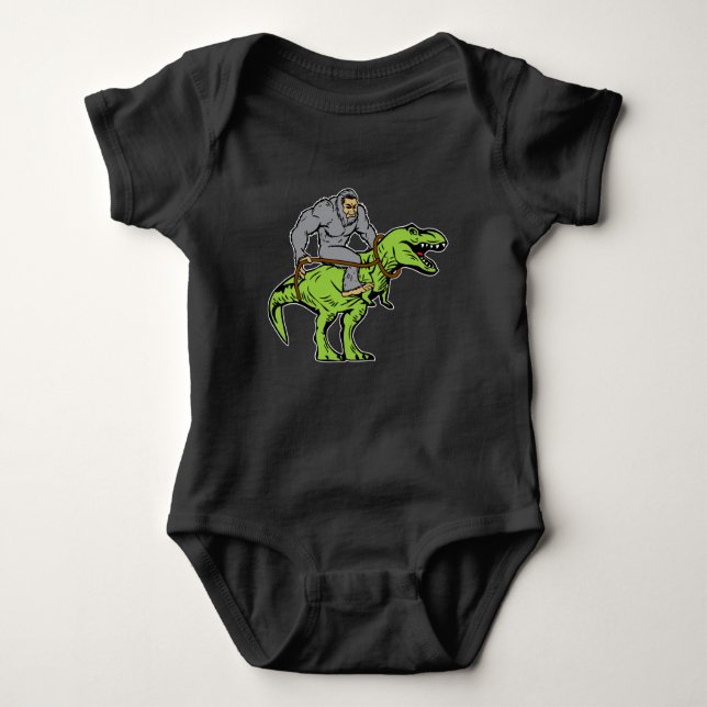 Rex för Bigfoot Sasquatch ridningDinosaur T T Shirt (Framsida)