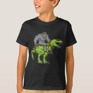 Rex för Bigfoot Sasquatch ridningDinosaur T T Shirt