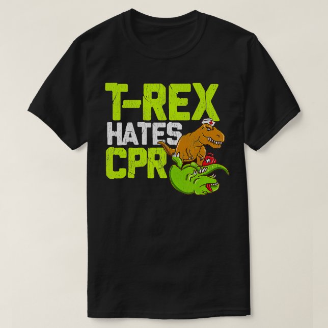 Rex Hates CPR Funny Doktor Nurse Dinosaur T Shirt (Design framsida)