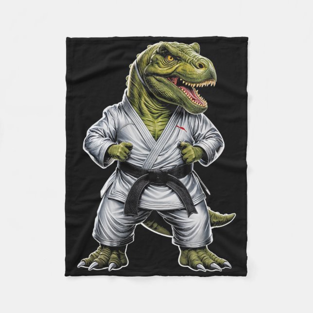 Rex kampsport Dinosaurie Karate Jiu-jitsu Ninja  Fleecefilt (Framsidan)