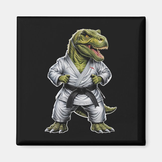 Rex kampsport Dinosaurie Karate Jiu-jitsu Ninja  Magnet (Framsidan)