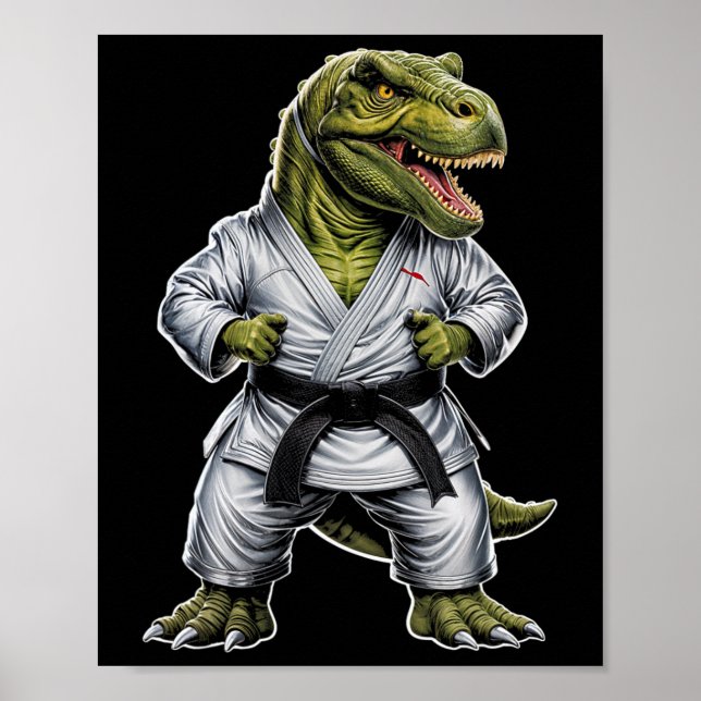 Rex kampsport Dinosaurie Karate Jiu-jitsu Ninja  Poster (Framsidan)