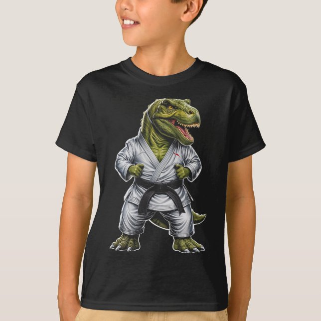 Rex kampsport Dinosaurie Karate Jiu-jitsu Ninja  T Shirt (Framsida)
