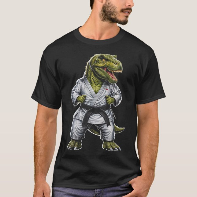 Rex kampsport Dinosaurie Karate Jiu-jitsu Ninja  T Shirt (Framsida)