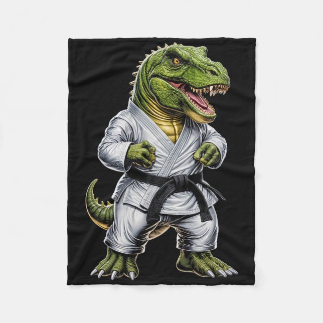 Rex kampsport Dinosaurie Karate Judo Bjj Fighter  Fleecefilt (Framsidan)