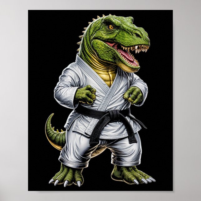 Rex kampsport Dinosaurie Karate Judo Bjj Fighter  Poster (Framsidan)