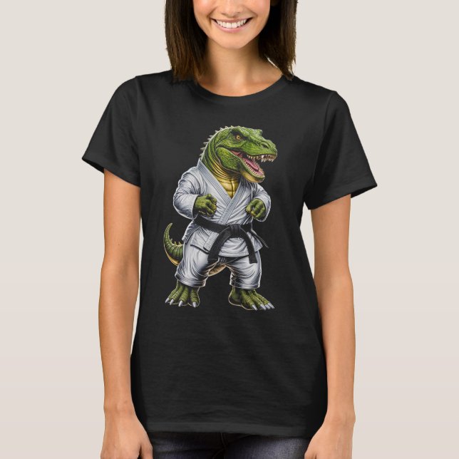 Rex kampsport Dinosaurie Karate Judo Bjj Fighter T Shirt (Framsida)