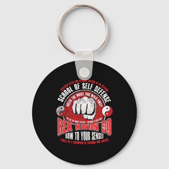 Rex Kwon Do Funny Karate Martial Arts Retro Nyckelring (Framsida)