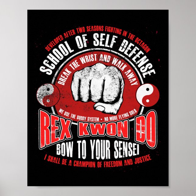 Rex Kwon Do Funny Karate Martial Arts Retro Poster (Framsidan)