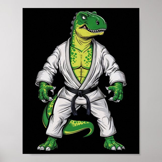 Rex Martial Arts Dinosaur Jiu-jitsu Bjj Karate Poster (Framsidan)