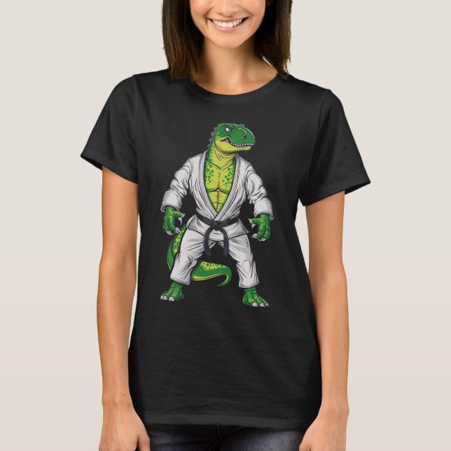 Rex Martial Arts Dinosaur Jiu-jitsu Bjj Karate T Shirt (Framsida)