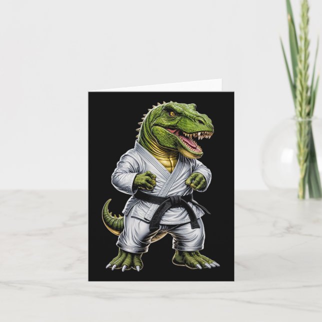 Rex Martial Arts Dinosaur Karate Judo Bjj Fighter Kort (Framsida)